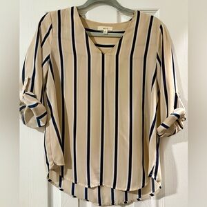 Peach and Navy Striped Blouse